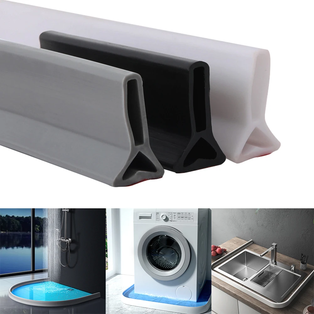 

50/100/150/200cm Bathroom Water Stopper Silicone Retaining Strip Shower Washing Machine Basin Dry And Wet Separation Blocker