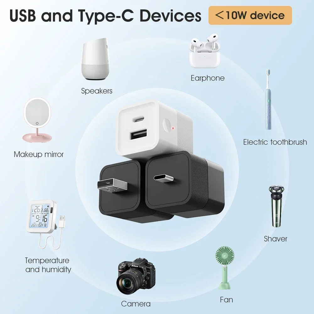 2 in 1 eWelink WiFi Smart Type-C Switch Mini USB Power Adaptor Timing Voice Control Charger Plug Works with Alexa Google Yandex