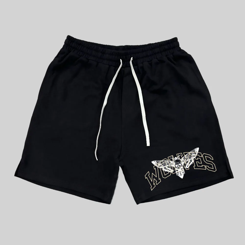 Wolves 2024 Summer Fashion WOLF Print Men Cotton Shorts Casual Fitness Jogging Workout Bottoms Male Training Sports Short Pants