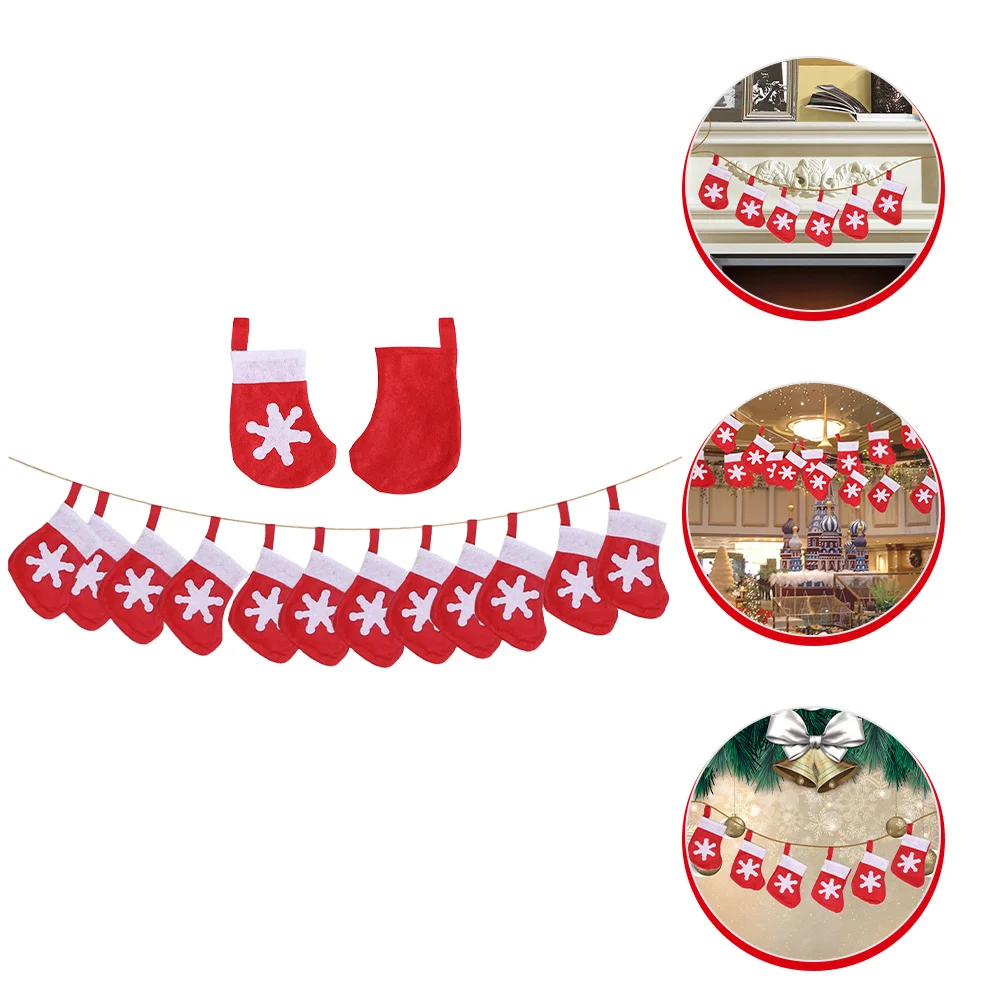 

1Set Christmas Stocking Banner Felt Xmas Hanging Decoration Xmas Party Fireplace Mantel Wall Hanging Decorative Garland