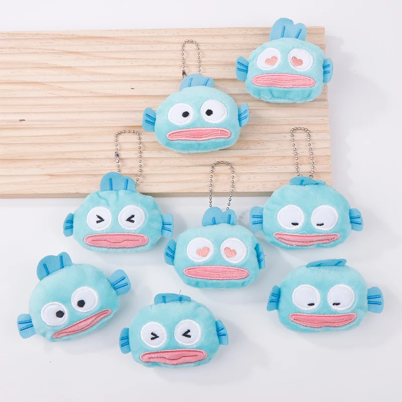 Porte-clés de broche de beurre de dessin animé d'anime mignon, pendentif de monstre de poisson, jouets d'ornements de sac à dos