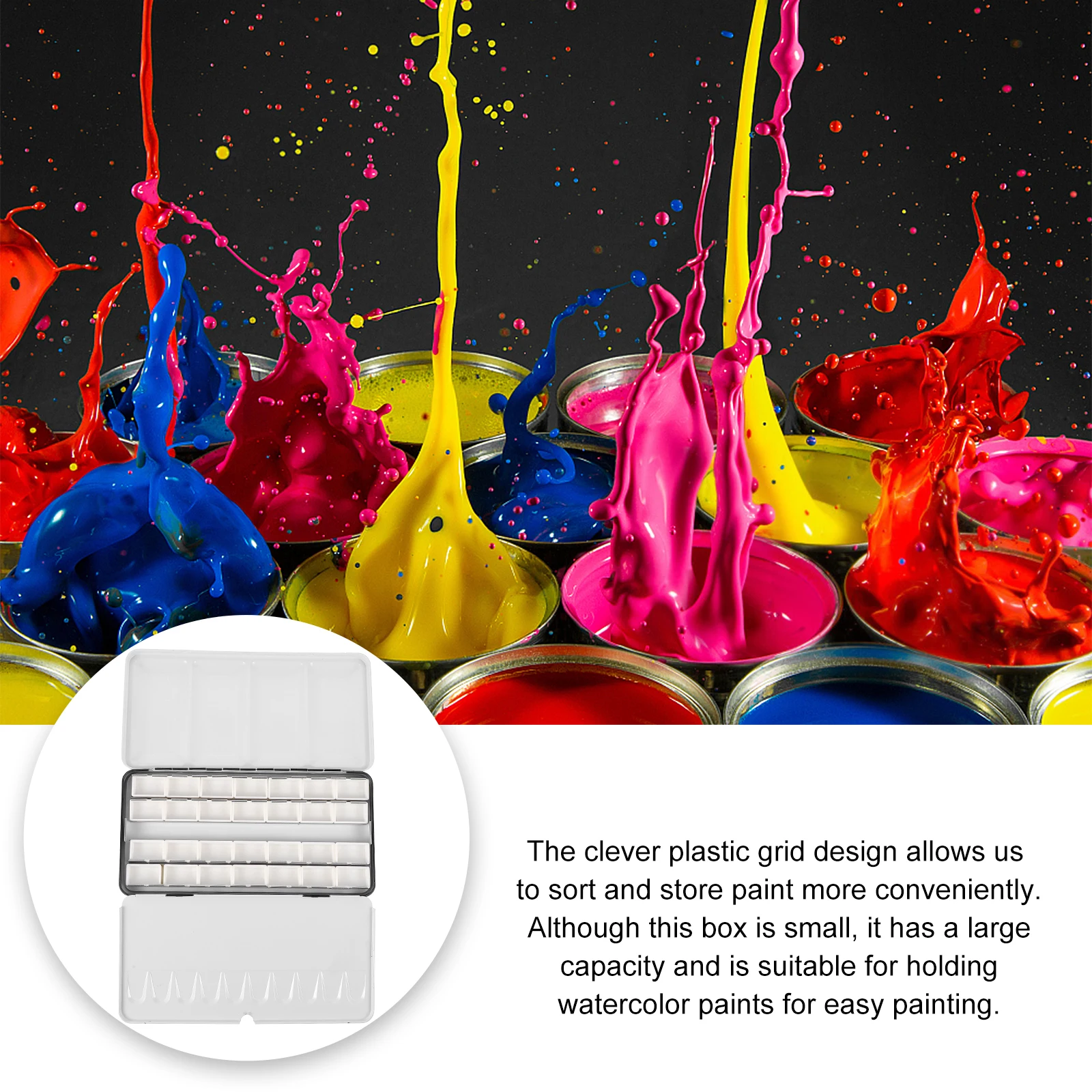

Watercolor Pigment Box Empty Metal Paint Pot Case Strips Container Black Pots Travel Portable Compact Lightweight Large