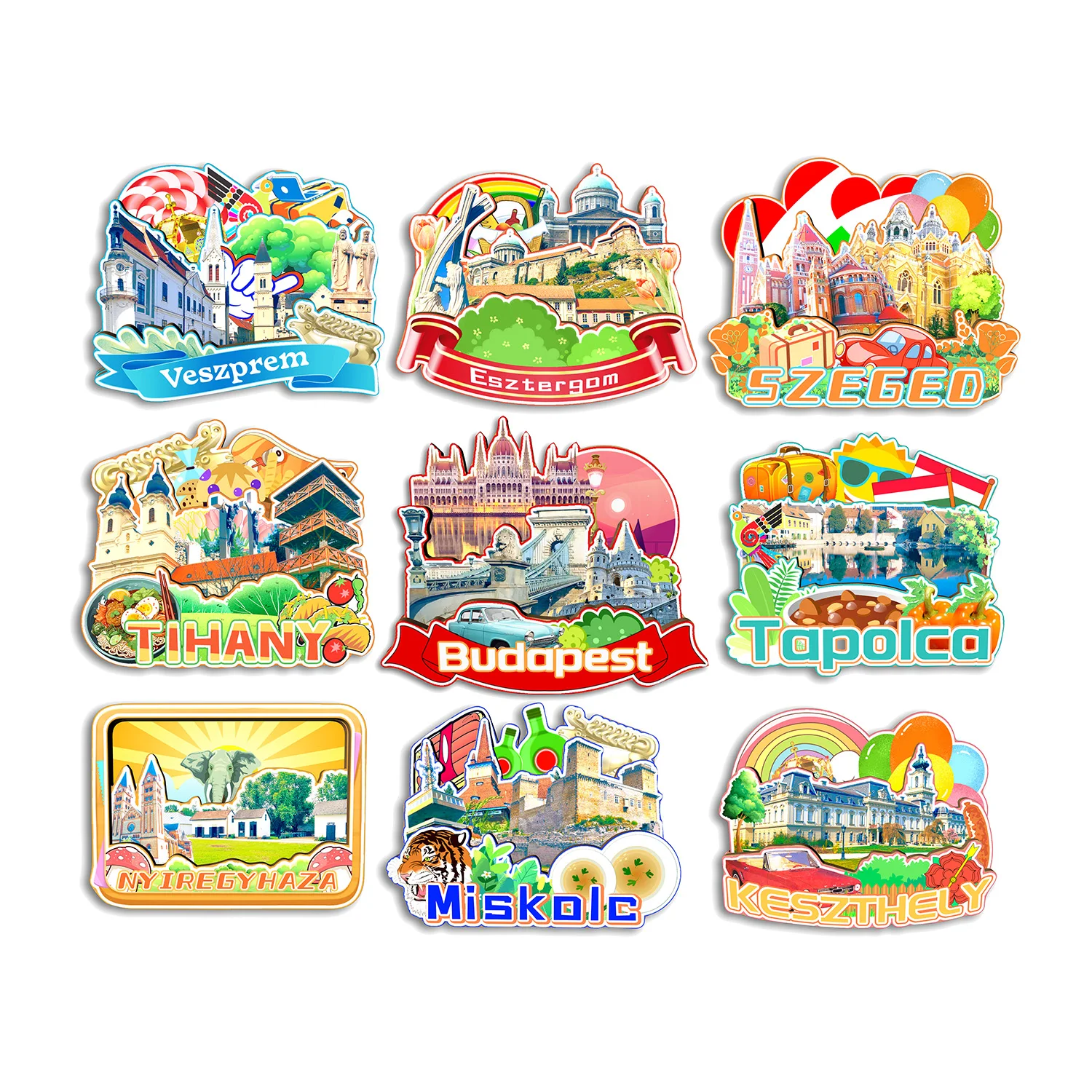 

Keszthely Miskolc Nyiregyhaza Tapolca Tihany Szeged Esztergom Veszprem Budapest HUNGARY Fridge Magnet Travel Souvenir Gift