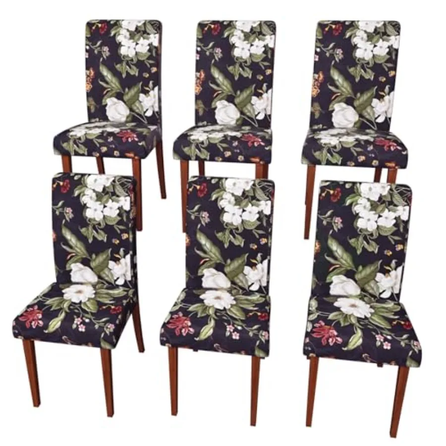 

Stretch Dining Chair Covers Set of 6, Floral Print Chair Covers, Soft Removable Washable, Pet Friendly Furniture Protector, Uni
