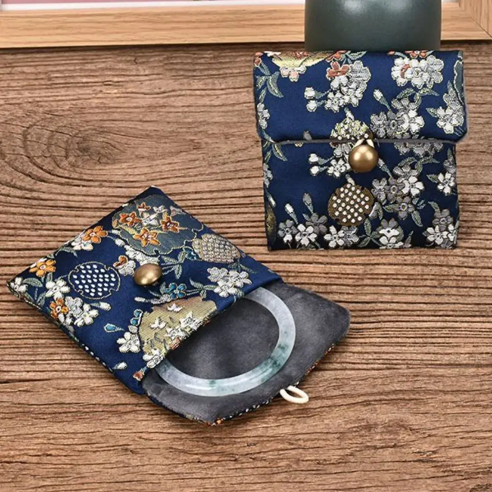 Embroidered Flowers Jewelry Packing Bag Chinese Style Rings Necklace Earrings Storage Case Organizer Bracelet Jewelry Holder