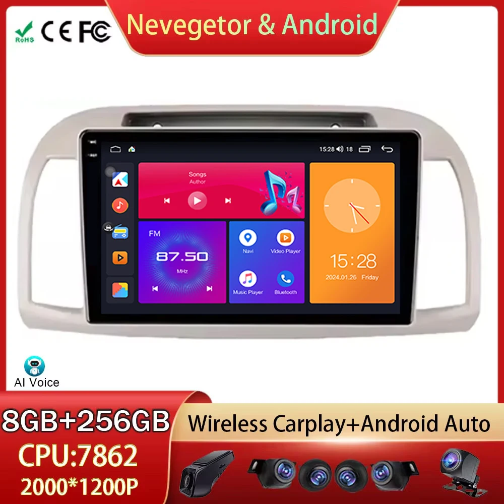 

For Nissan March Micra K12 2002-2010 Android Auto Car Radio Multimedia 4G Rideo Player GPS Navigation 5G WIFI DSP BT No 2din DVD