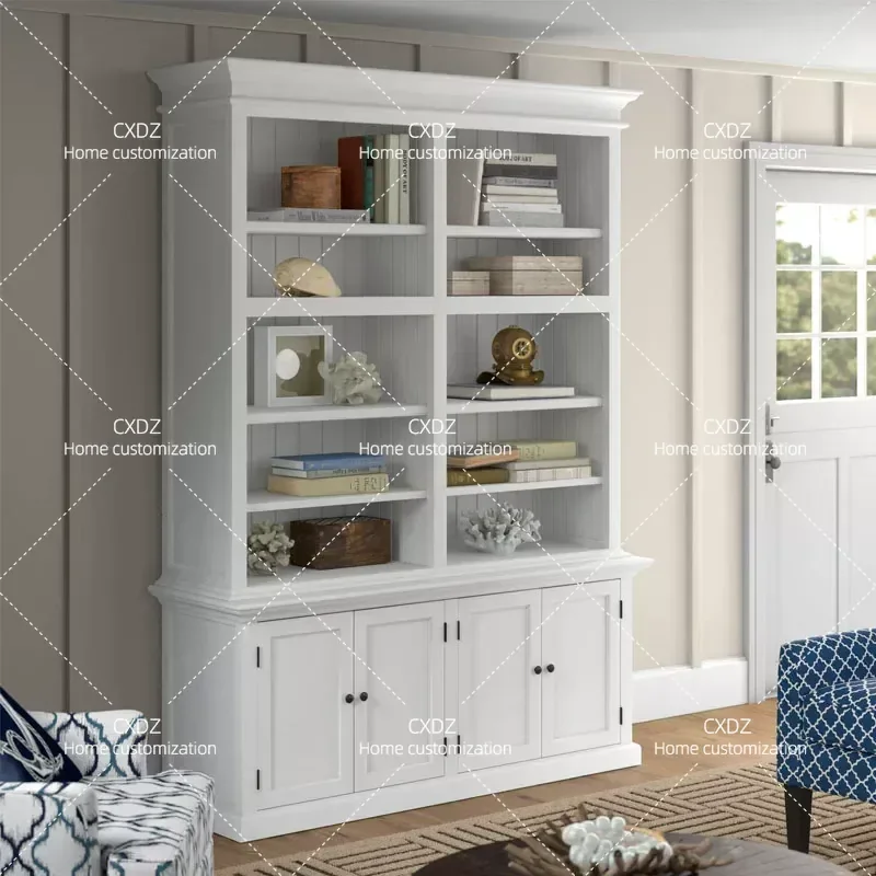 Retro Oak Bookcase Large Display Cabinet High End Custom Furniture for Study Home Office Storage Shelf