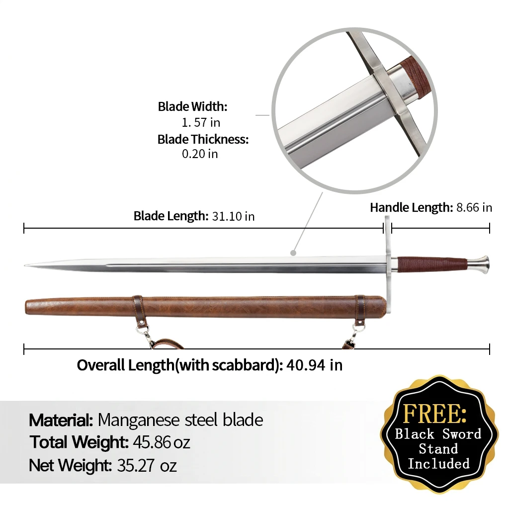 Medieval European Longsword Replica Traditional Intangible Cultural Heritage Craftsmanship Sword