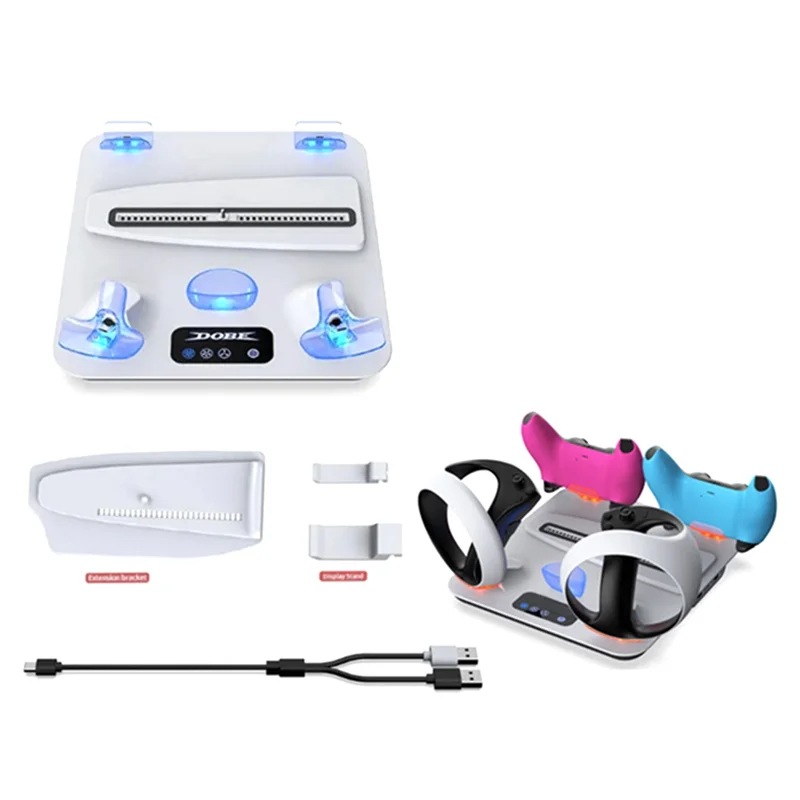 ELECT-For PS5 حامل عمودي مع قاعدة شحن بالوعة الحرارة لوحدة التحكم Ps5pro/Ps5slim/ VR2