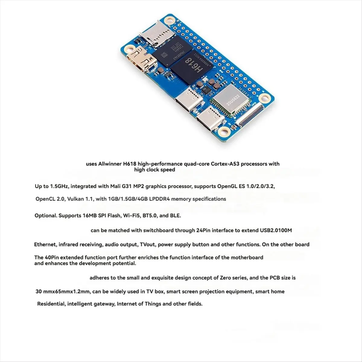 ■★New Arrival Fashion  For Zero 2W 4GB RAM H618 Quad-Core -A53 for Mini PC WiFi5+BT5.0 BLE Optional Case