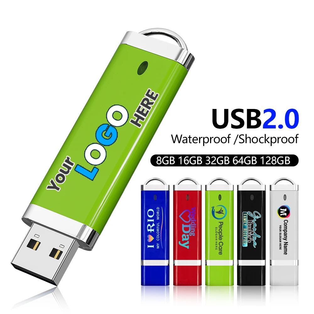 

Free Custom Logo USB Flash Drive Memory Stick Plastic Box Pen Drive Storage Device Cle USB Stick Pendrive Color Printing U Disk