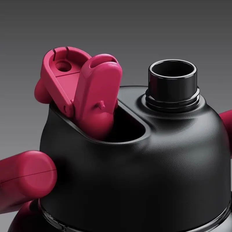 Ins Высококачественная двойная чашка для питья с большим животом для девочек, большая емкость, портативная, устойчивая к высоким температурам, пластиковая чашка с космической соломой