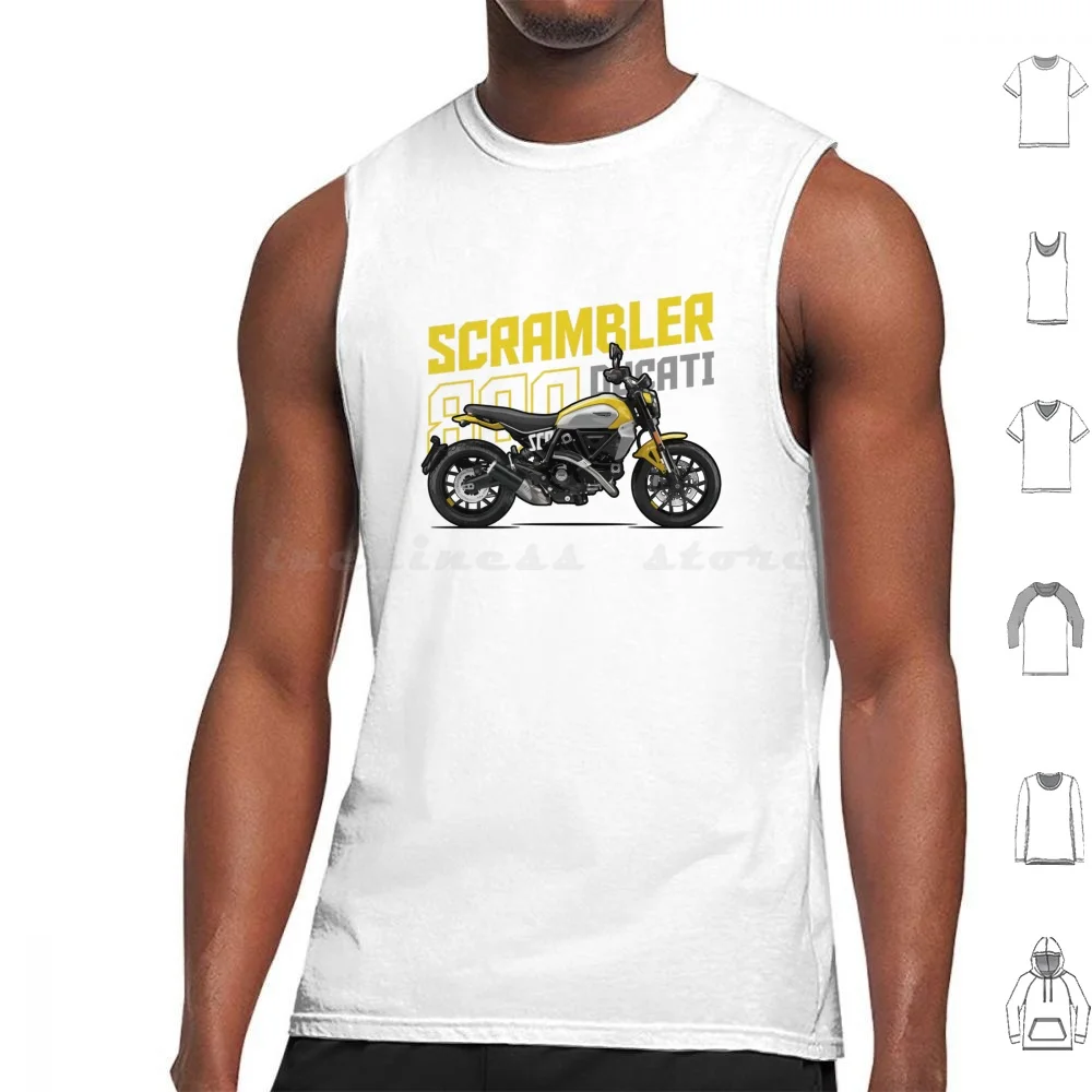 Scrambler 800 Icon-Yellow Tank Tops Vest Sleeveless Scrambler Icon 800 Yellow Motorcycle Retro Outline Vintage Cartoon Motor