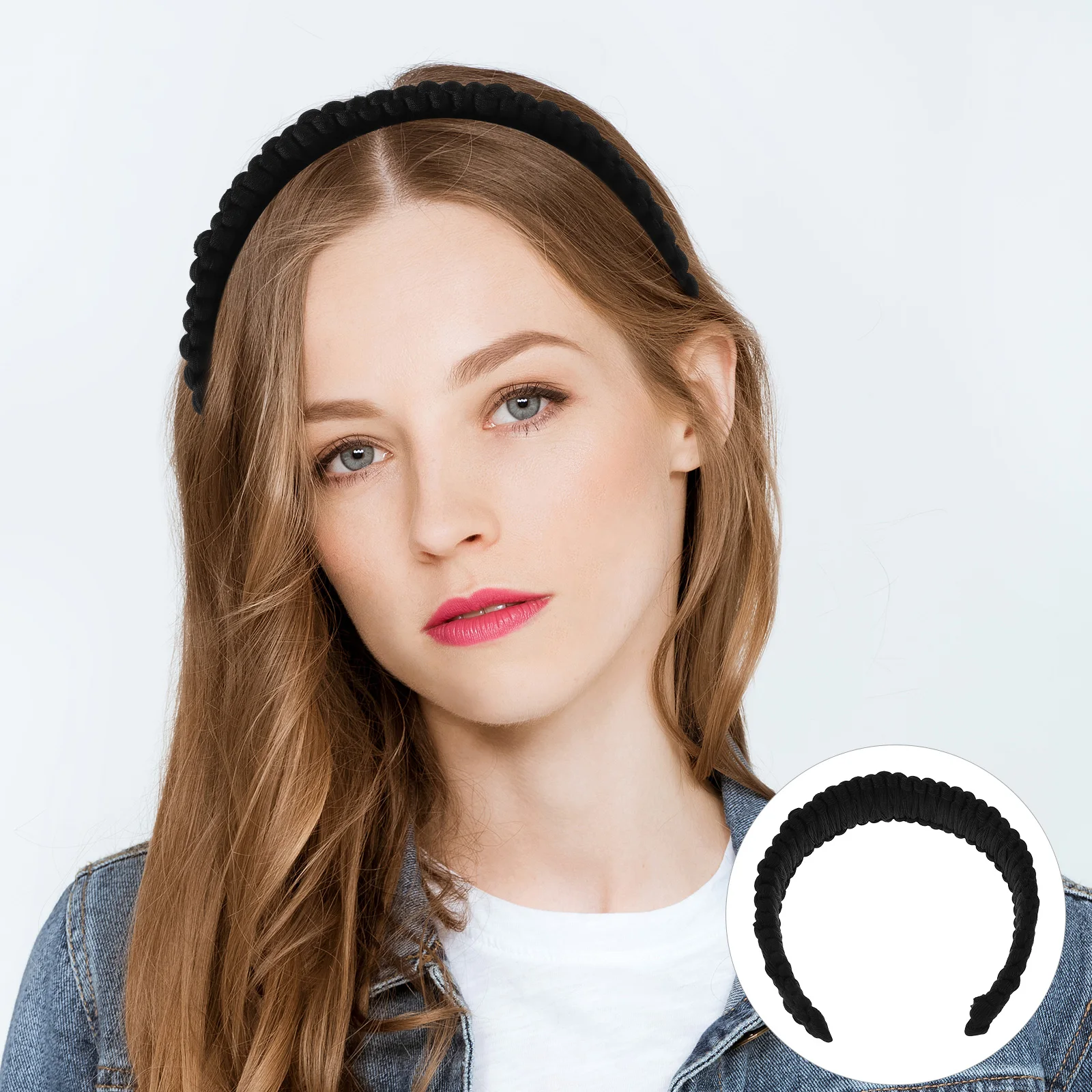 

1Pcs Wide Braided French Vintage Headband Women Fashion Hair Accessories Black Boho Styling Headbands For Makeup And Skincare