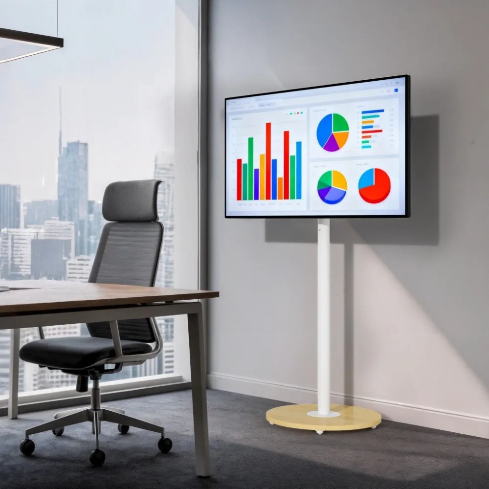 Mobile TV Stand Mount Universal Flat Screen Rolling TV Cart Height Adjustable