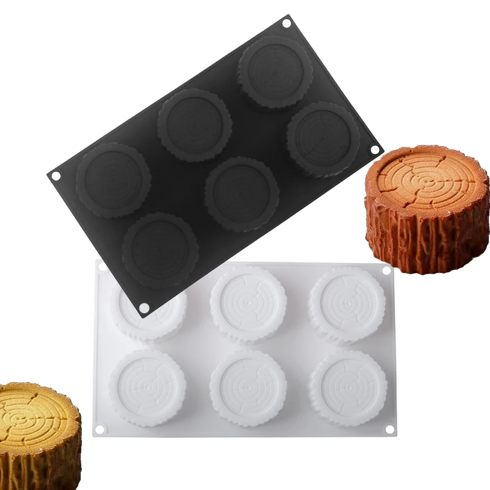 6 Cavity Tree Stump Mousse Silicone Mold Round Chocolate Dessert Tea Party Mold French Style Pastry Baking Mold