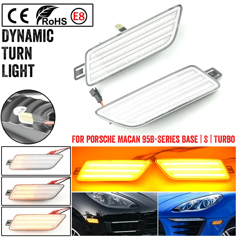 Indicator Turn Signal Lamp For Porsche Macan 95B-Series 2014-2021 LED Repeat Blinker Side Marker Lights Car Dynamic Front Fender