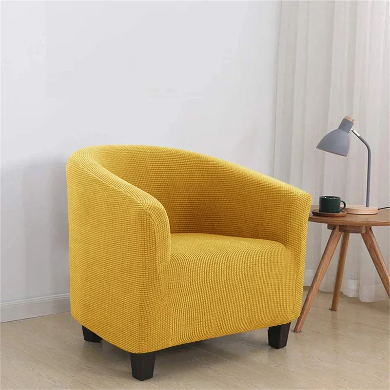 1pc Solid Color Tub Armchairs Chair Cover Polar Fleece Anti-dirt Single Sofa Covers Stretch Couch Slipcover for Living Room Club