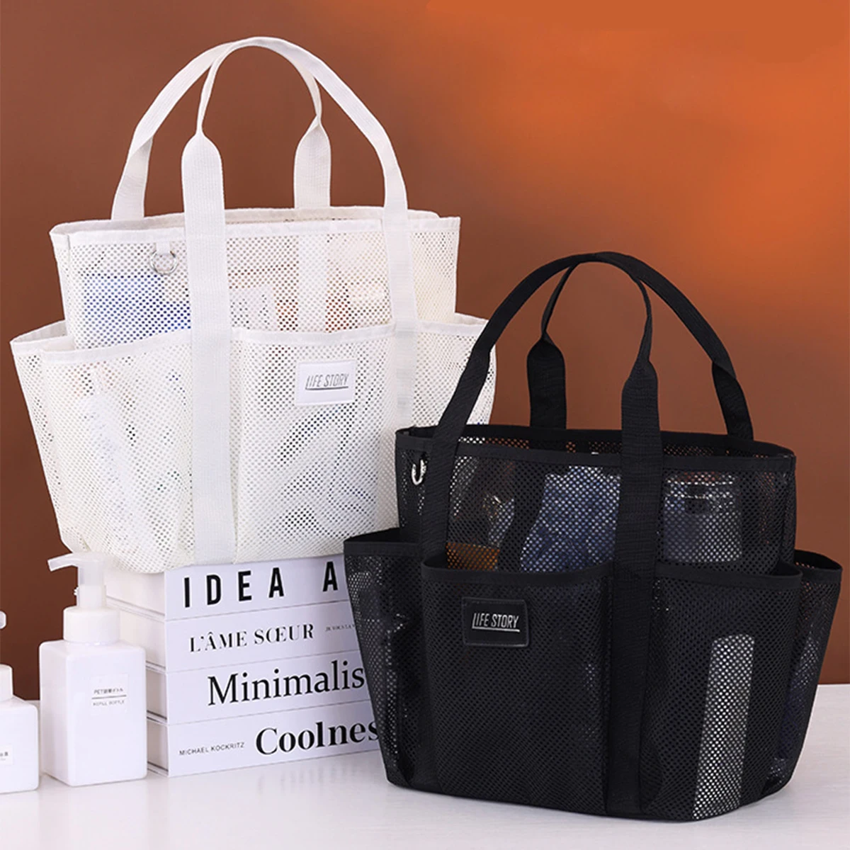 Multi Pocket Mesh Cosmetic Storage Bag Makeup Toiletries Organizer Handbag Multifunctional Beach Swimming Fitness Shoulder Bags