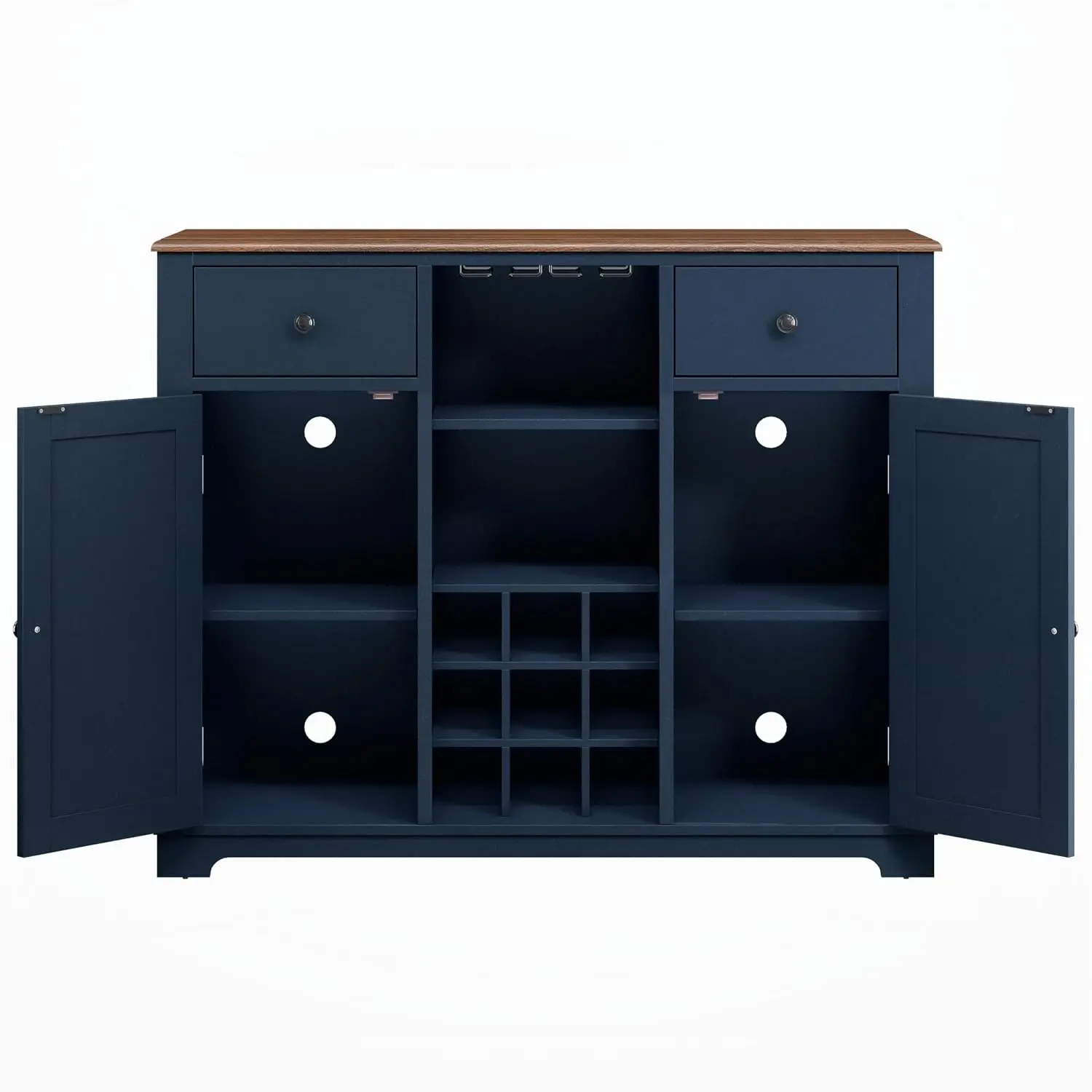 42 Inch Wine Cabinet with Doors & Drawers, Glass Rack, Countertop, Storage Shelves, Kitchen Buffet for Dining Room, Customized