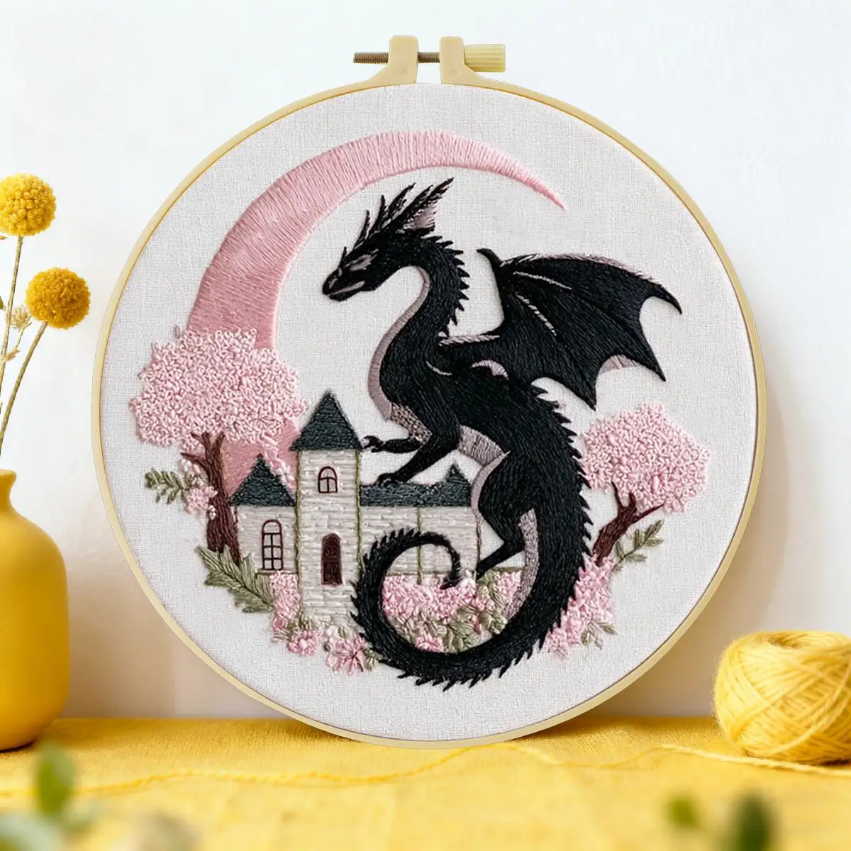 1 Stück 20X20CM/15X15CM 7,87/6,3 Zoll Drachen-Stickerei-Starter-Kit DIY-Kit DIY-Stickerei-Set Handarbeiten Heimdekoration Nadelkunst – Detail 2