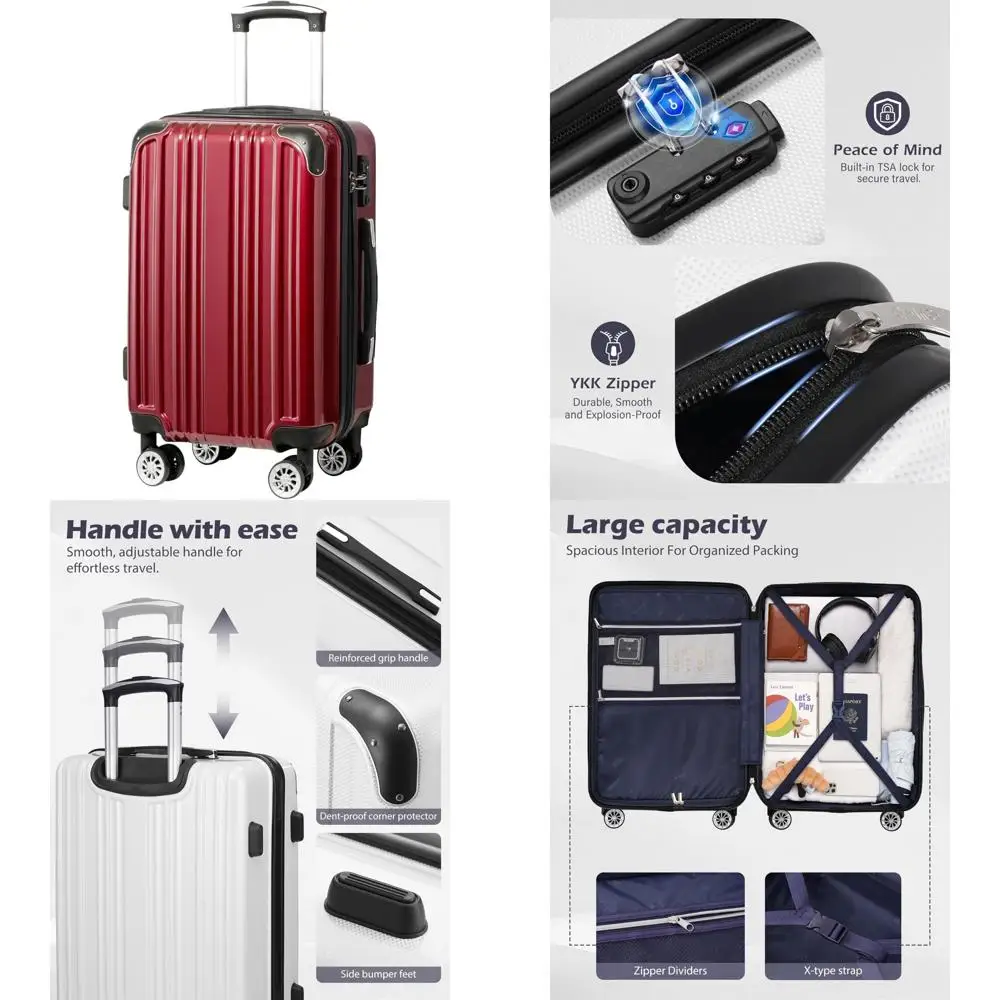 حقيبة سفر دوارة قابلة للتوسيع مقاس 20 بوصة، 24 بوصة، 28 بوصة مع مادة PC + ABS، تصميم جديد لرياح النبيذ #1