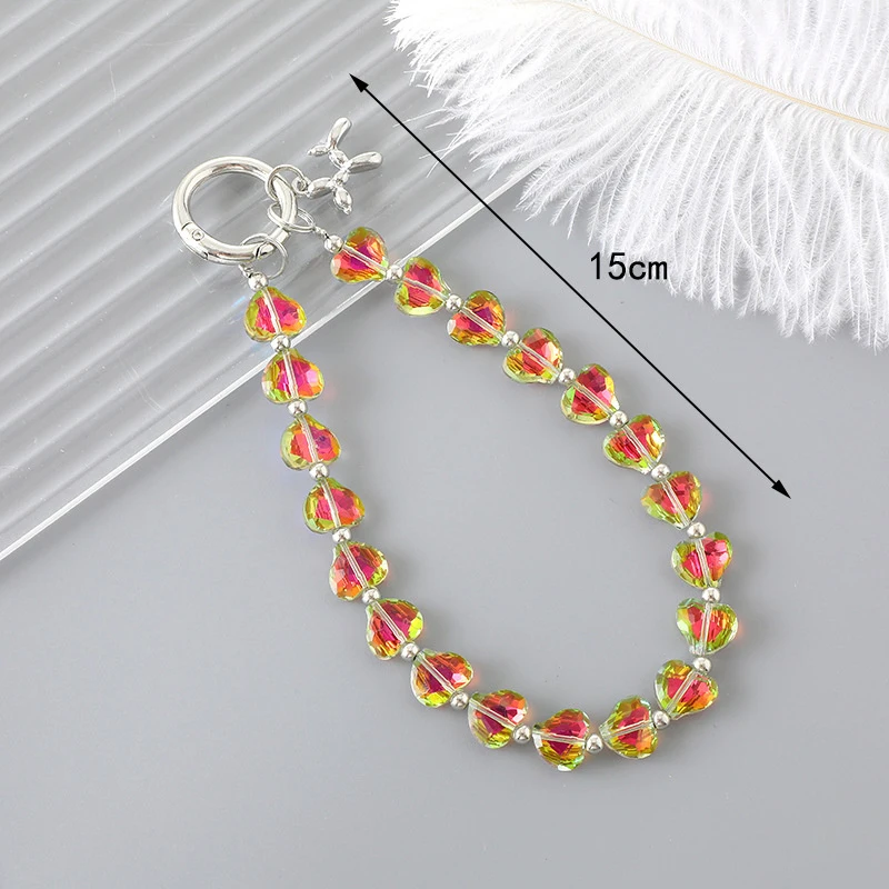 Artificial Crystal Phone Chain For Iphone For Android Anti-lost Mobile Device Camera Hanging Rope Bracelet Keychain Key Rings