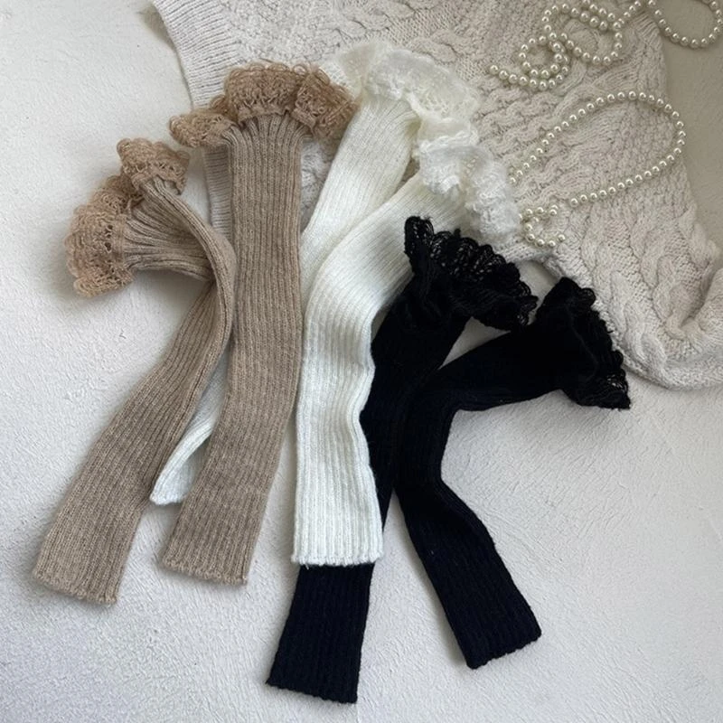 Soft & Breathabke Knitted Leg Warmer for Kids 5-16Y with Lovely Lace Designing Comfortable and Stylish Socks Sleeve 425F