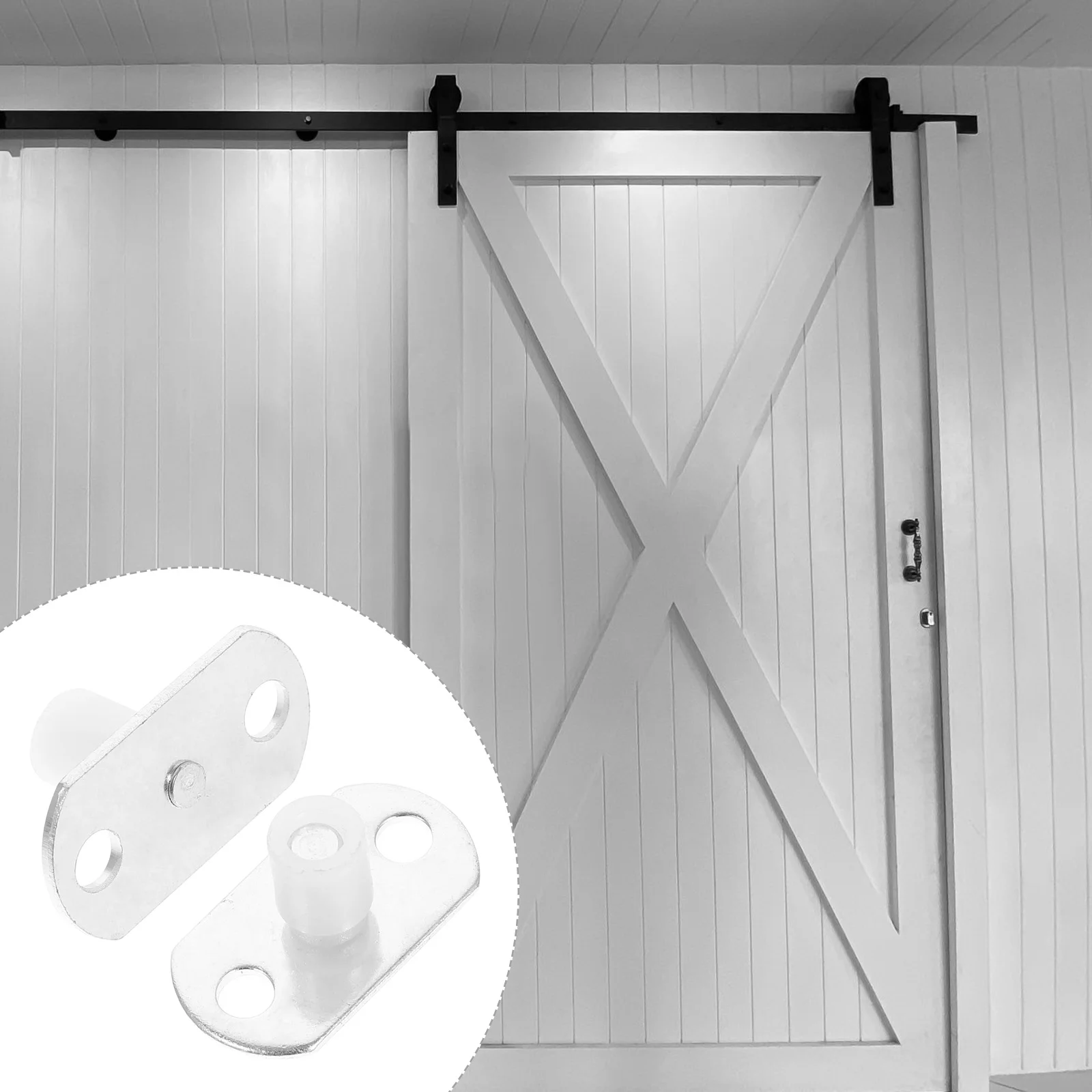 

2 Pcs Barn Door Rails Guide Floor Bottom Stop Guides Swing Stopper Sliding Hardware Steel for