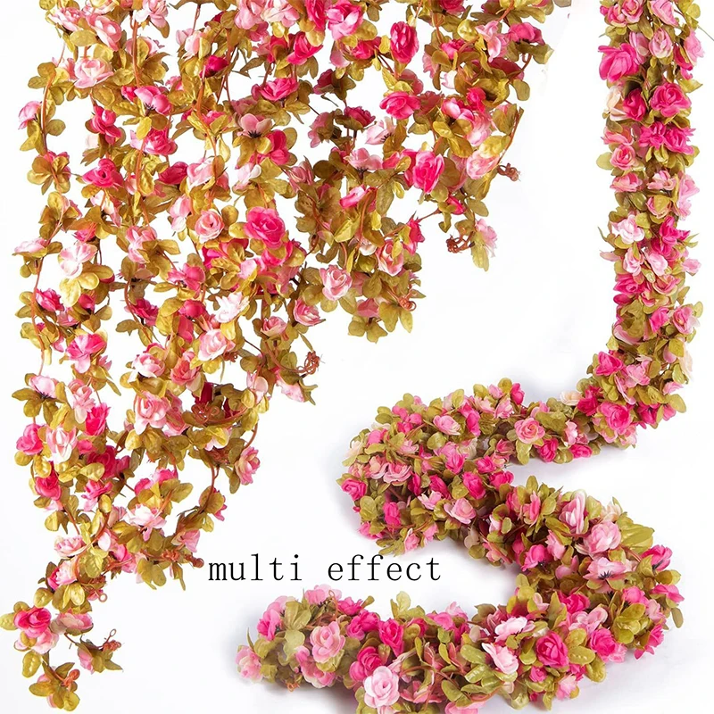 250CM Kunstmatige Roze Bloemen voor Bruiloft Thuis Kamer Decoratie Herfst Tuin Outdoor Boog Kerst Rotan DIY Nep Planten Wijnstok
