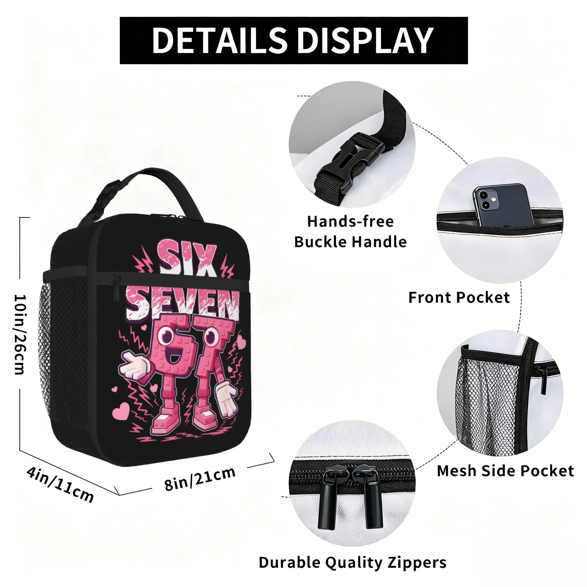 Funny Meme 67 Six Seven Thermal Insulated Lunch Bags for Work  Portable Food Bag Container Thermal Cooler Lunch Boxes