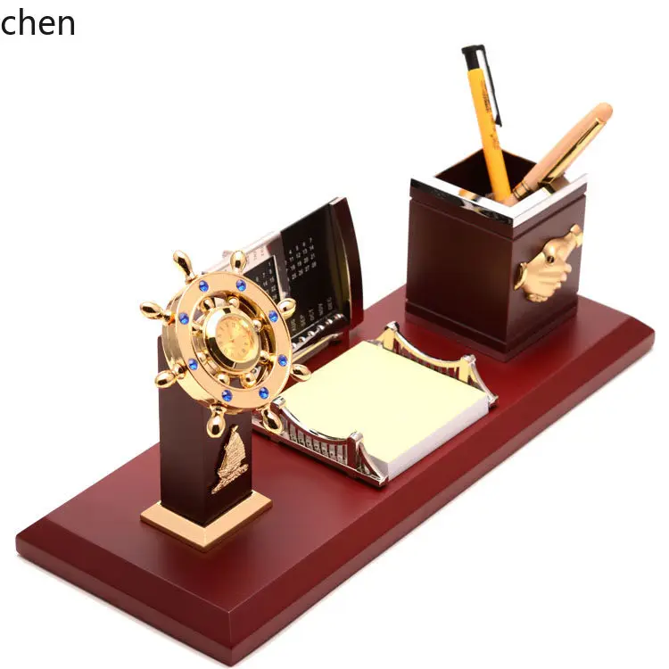 HT Gift for Boss Office Desk Creative Wealth-Attracting Rudder Stationery Desk Navigator Rudder Crafts Desktop Pen Holder