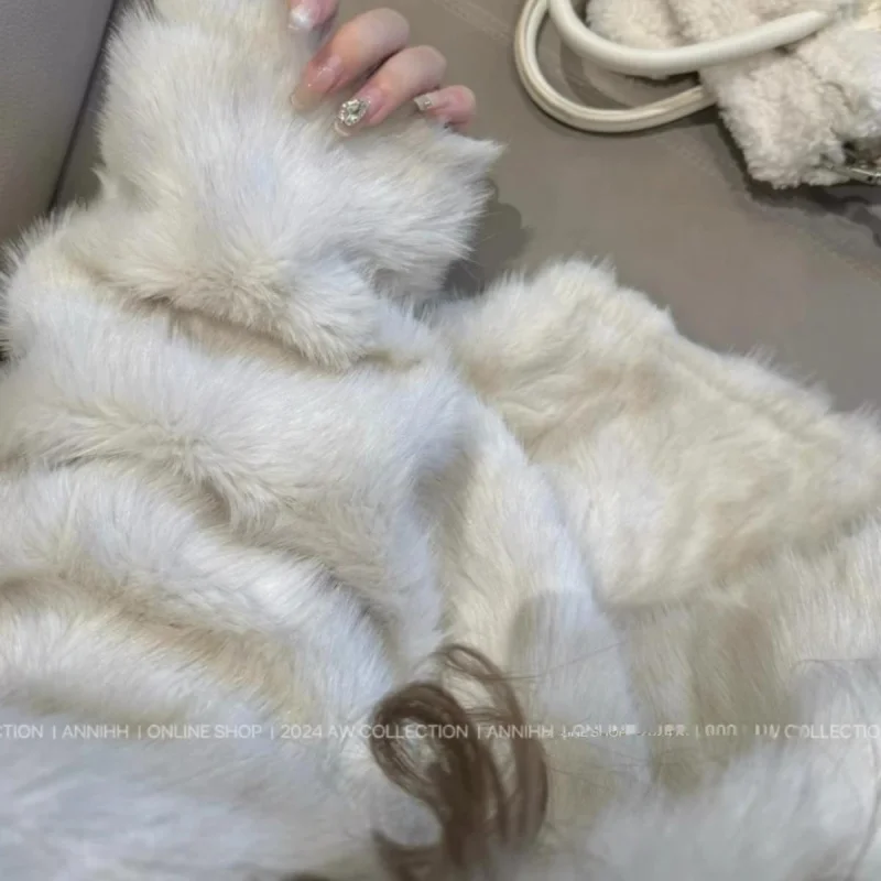 New Fur Winter Lazy Loose Style No Button Design Fur Coat Imitation Mink Fur Oversized Fur Coat