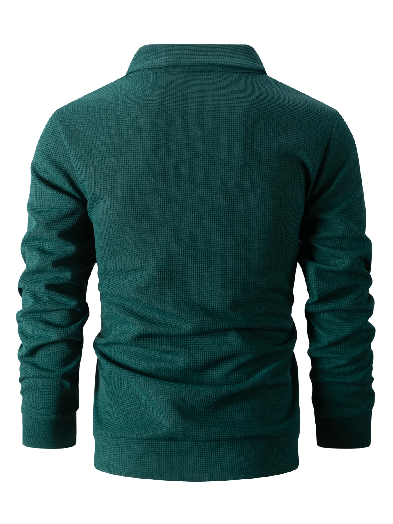 Herren-Waffelstrickjacke mit Knöpfen und Reißverschluss – Langer, lässiger Mantel mit Reißverschluss und Reißverschlusstaschen – unverzichtbar für Einkäufe und Verabredungen – Detail 22