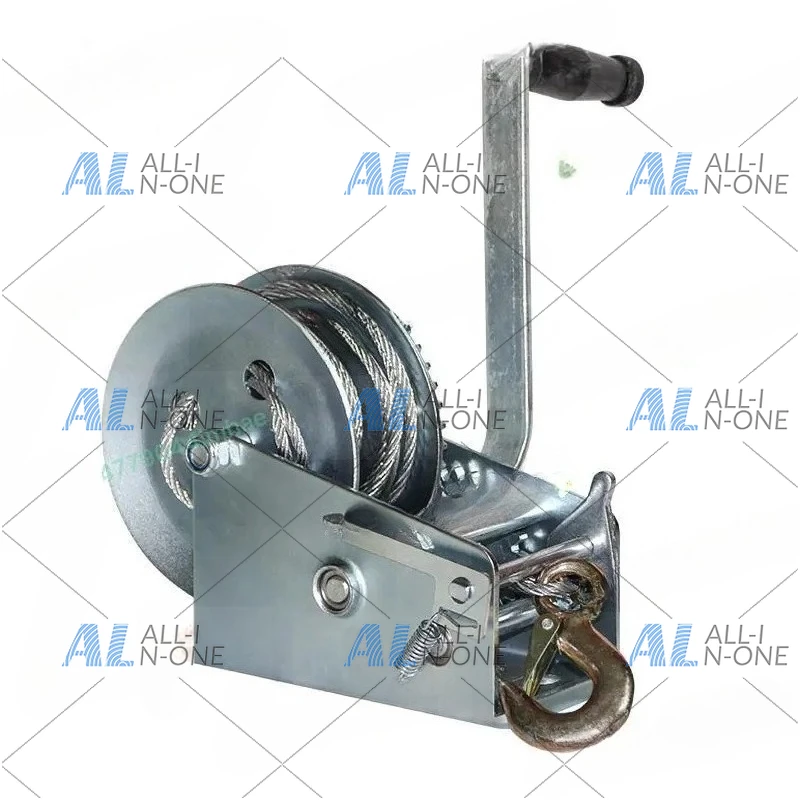 600 Lb-1200Lb 8m Wire Rope Lifting Winch Household Manual Hand Hoisting Winch Self-locking Traction Machine with Steel Wire Rope