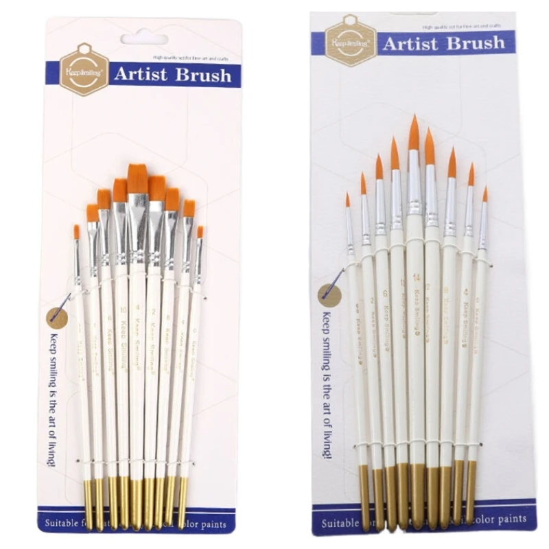 

9 Pcs Acrylic Paint Brushes Watercolor Brushes Professional Artist Paintbrush Y3ND