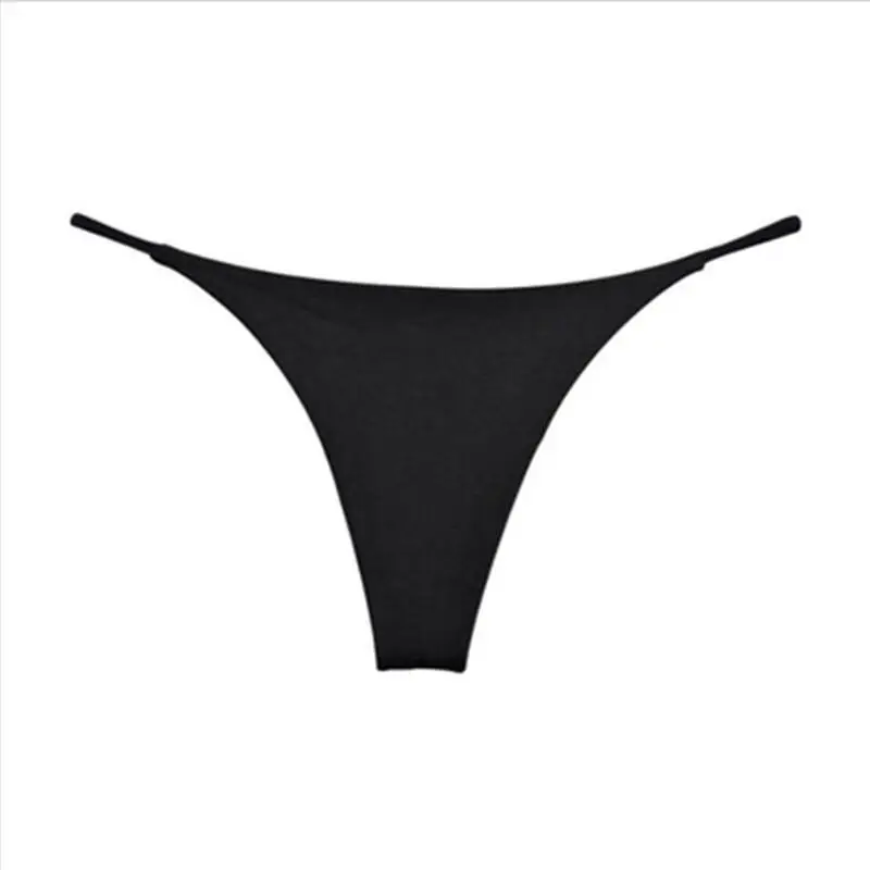 Women's Solid Color Cotton Thong Bikini Seamless Double-Layer Low-Waist T-Pants Lingerie Sexy T-Back Lady Underwear