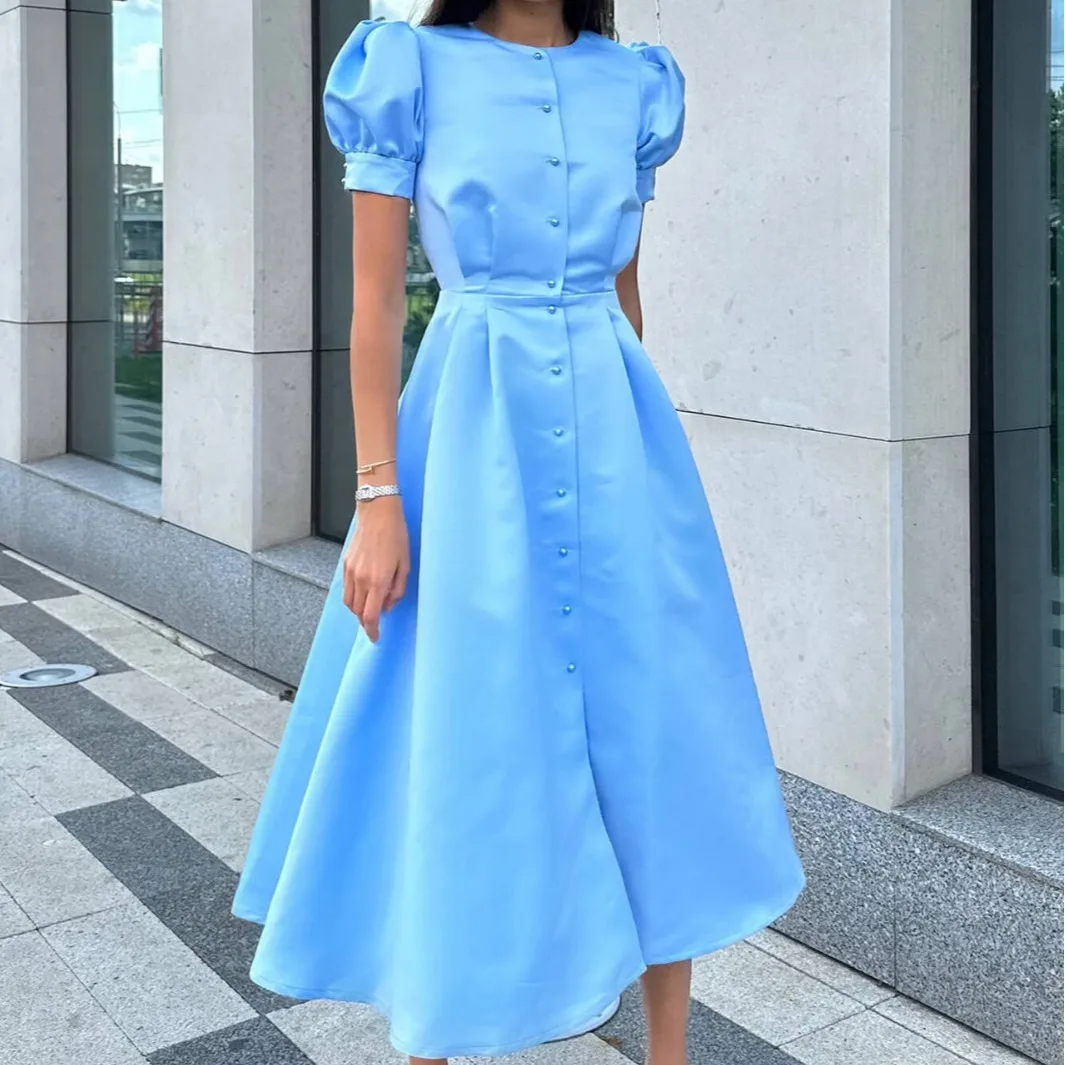 

Women Elegant Long Dress Short Sleeve Sexy Split Big Swing Spring Summer Fashion Casual Party Midi Dresses For Women Robe Femme