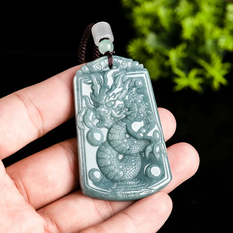 

S Myanmar Jadeite Dragon Pendant Necklace Fashion Accessories Natural Gemstone Burmese Jade Gifts for Women Real Jewelry