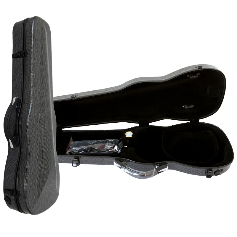 Archtop Fiberglass Triangle 4/4 Violin Hard Case Black for Travel Storage