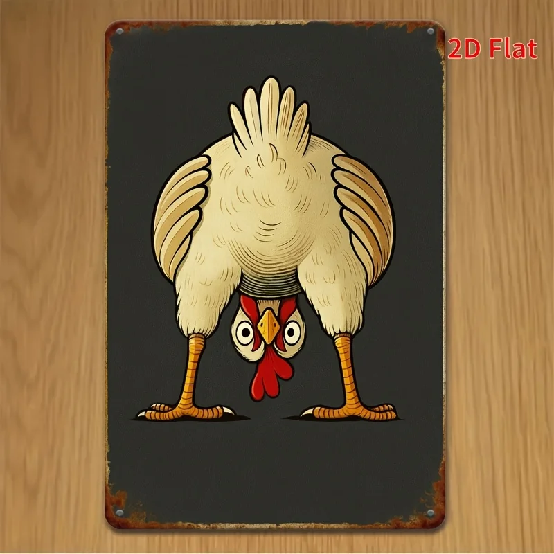 Vintage Funny Chicken Perspective Iron Sign Metal Plaque Farmhouse Wall Decor Kitchen Home Poster 8x12 Inch Easy Hang