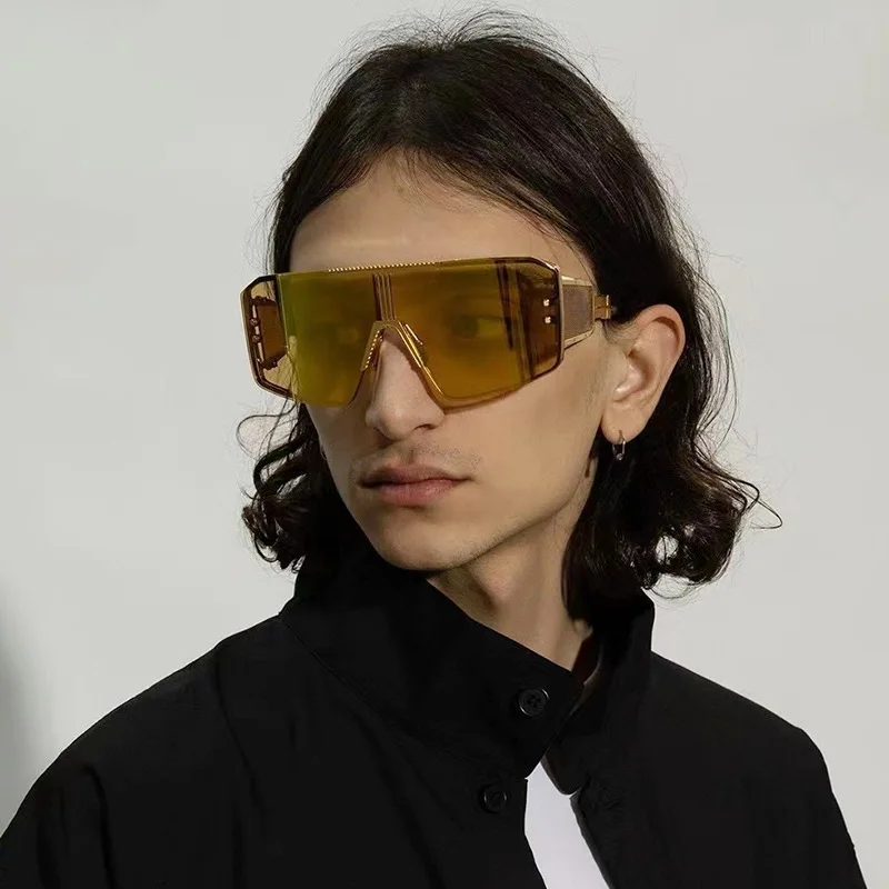 Luxury Brand Designer Oversized Big Frame Sunglasses Women For Men Sun Glasses Vintage  Popular Metal Punk Flat Top Eyeglasses