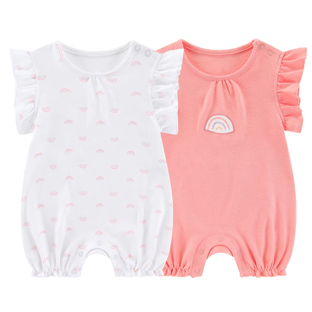 2Pcs/lot Newborn Baby Romper Short Sleeves Jumpsuit for 0-24 Months Boy Girl 2023 New Infant Clothes Cotton Toddler Bodysuits