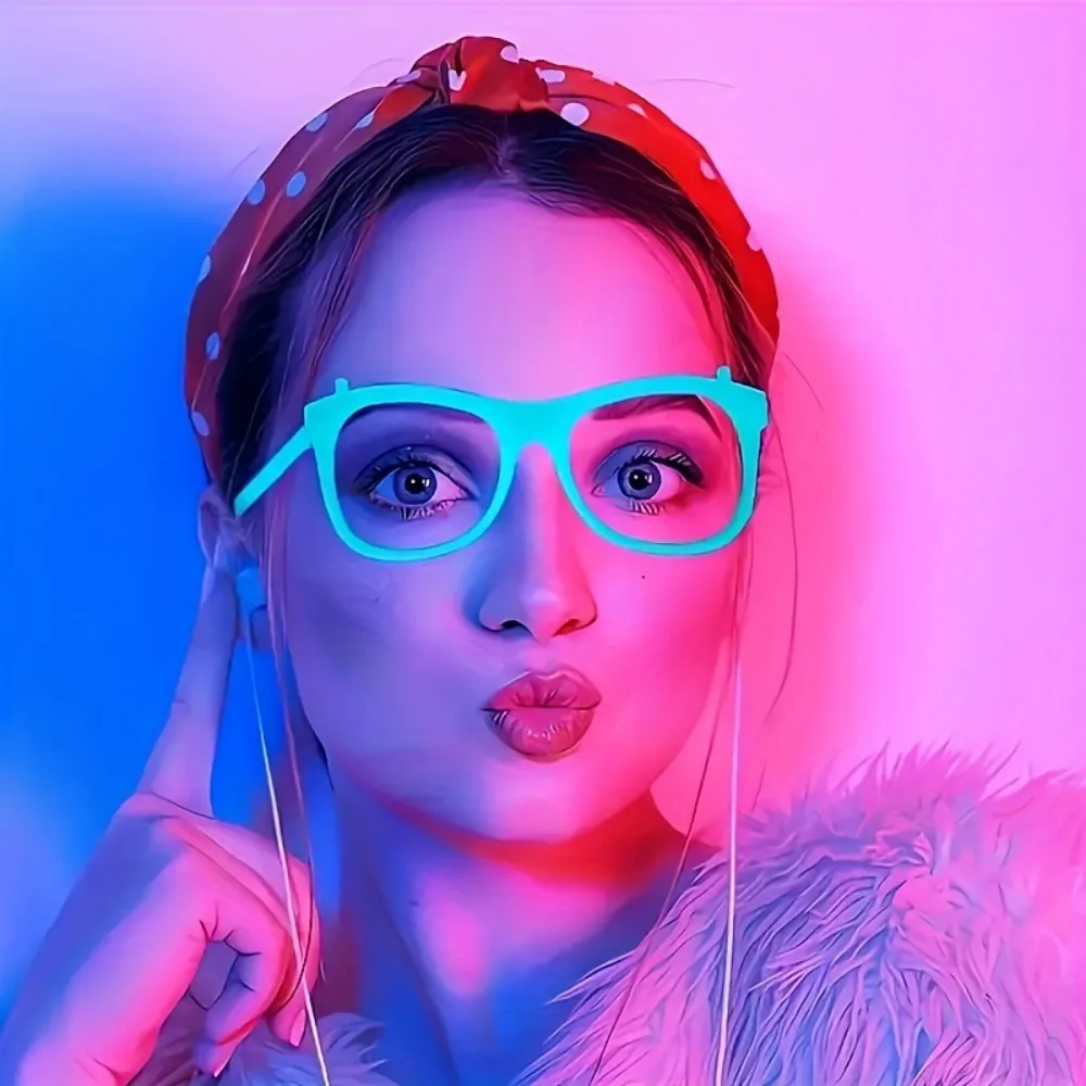 5/12pcs UV Glow in The Dark Glasses Fashion Colorful Birthday Light Up Fluorescent Glasses for Fun Neon Party view 6
