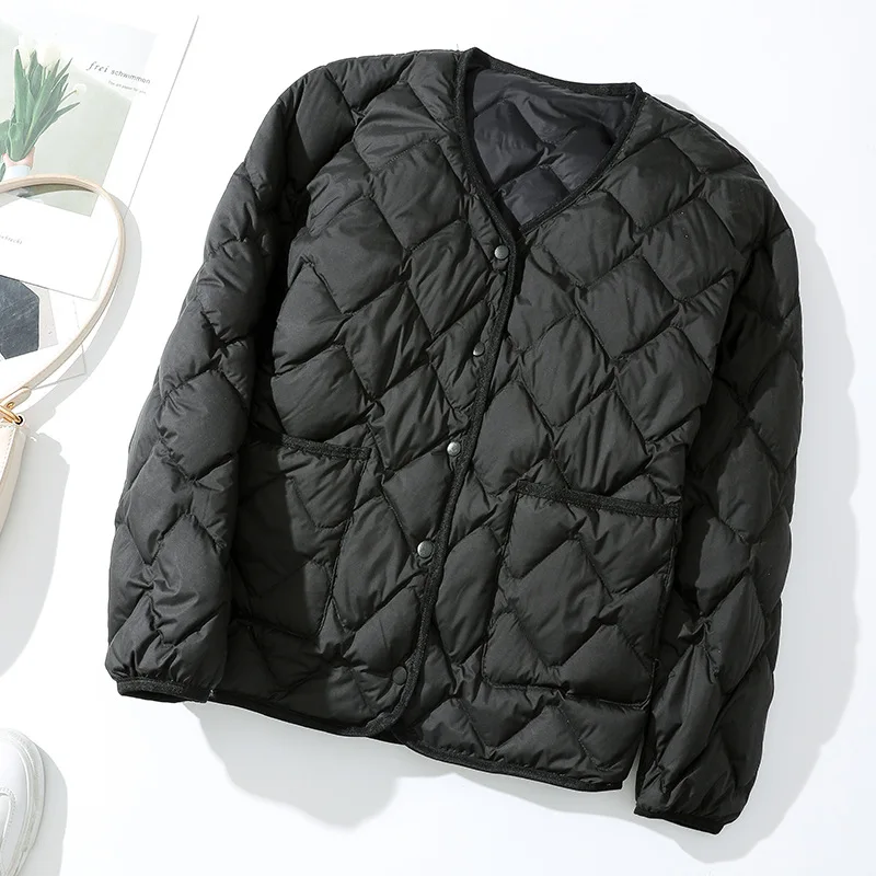 Autumn Winter Quilted Duck Down Coat Women Ultra Light Thin Fresh Puffer Jacket  Fashion Short Warm Oversize Parka Jackets