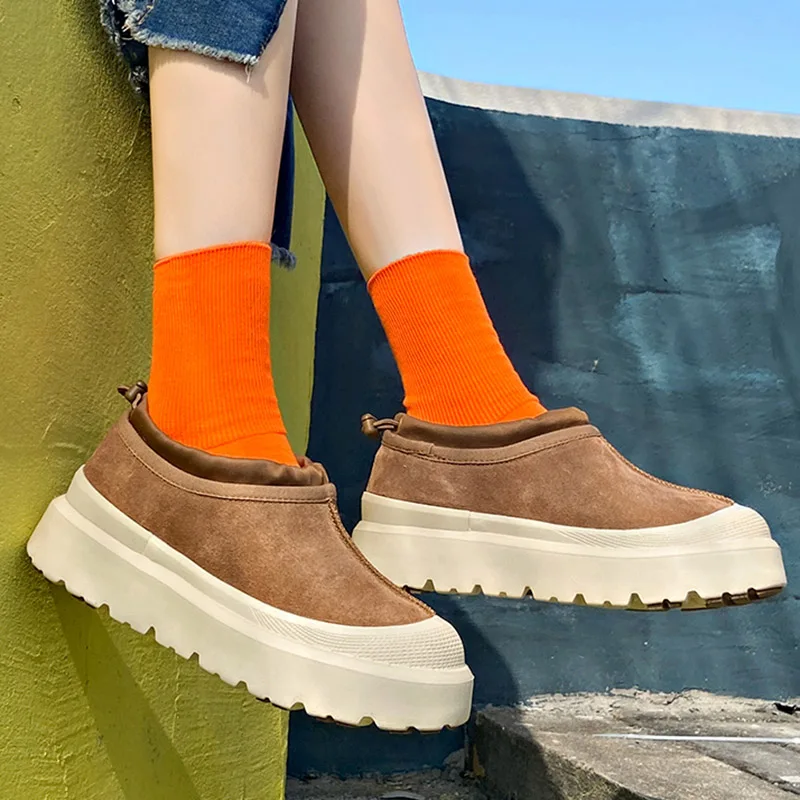 Women Winter Chunky Platform Snow Boots Warm Plush Thick Bottom Ankle Boots Faux Suede Cotton Comfortable Casual Outdoor Shoes