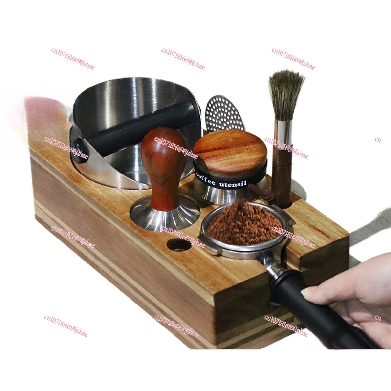 Powder Press Coffee Maker Handle Holder 51/58mm Powder Press Set Solid Wood Multifunctional Storage Box