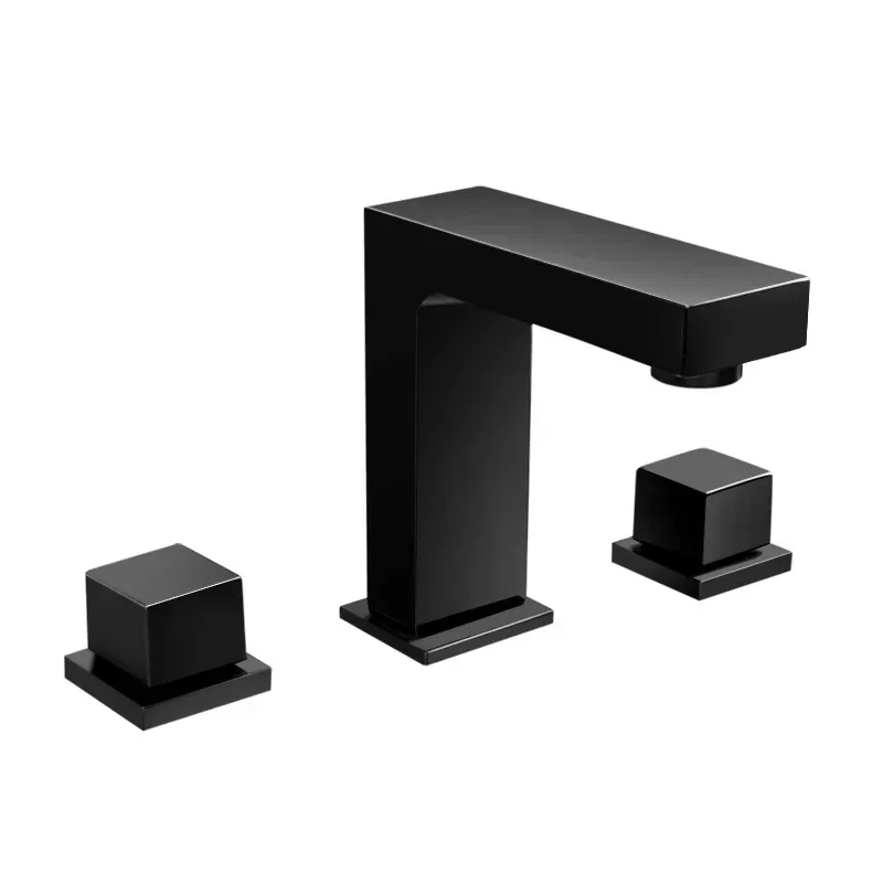 All-copper black, split bath faucet, cylinder-side three-hole hot and cold shower faucet