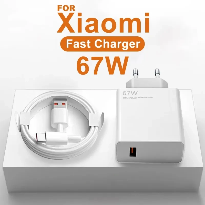 For Xiaomi Original 67W USB Super Fast Charger Power Adapter Mi 12 6A Type C Cable POCO X5 X4 Pro Redmi Note 9 10 11 Charging