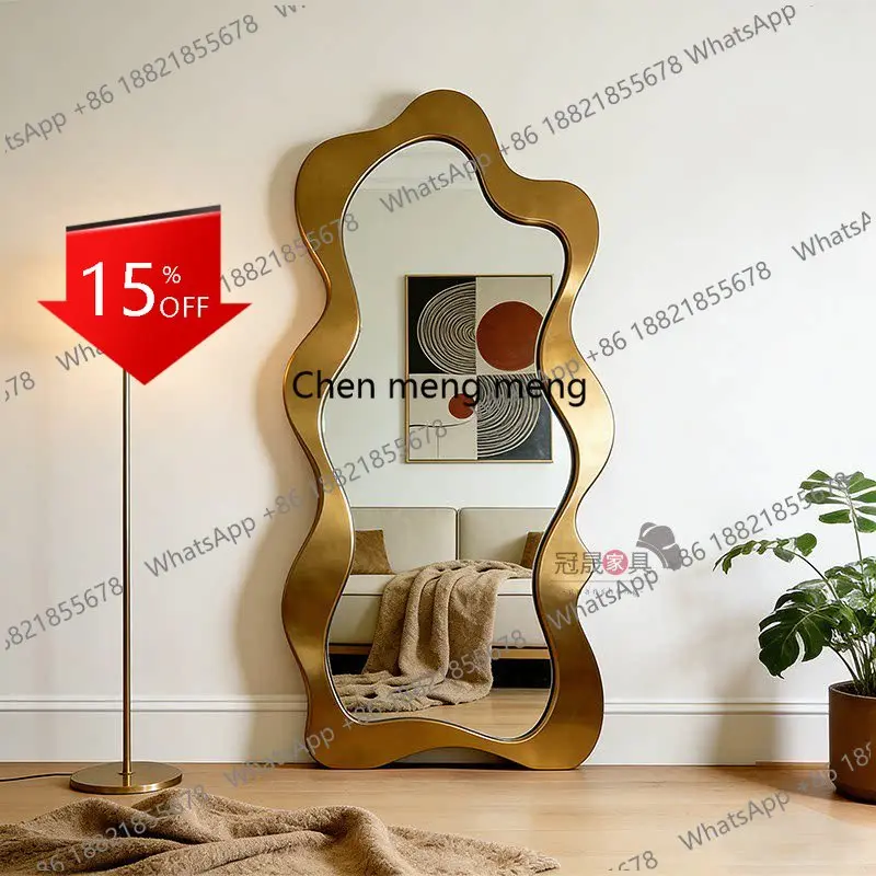 

R134 European irregular full-body mirror retro special-shaped floor-to-ceiling full-length mirror French living room bedroom lig